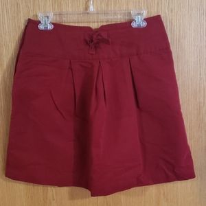 Anthropology Elevenses Red Pleated Corduroy Skirt